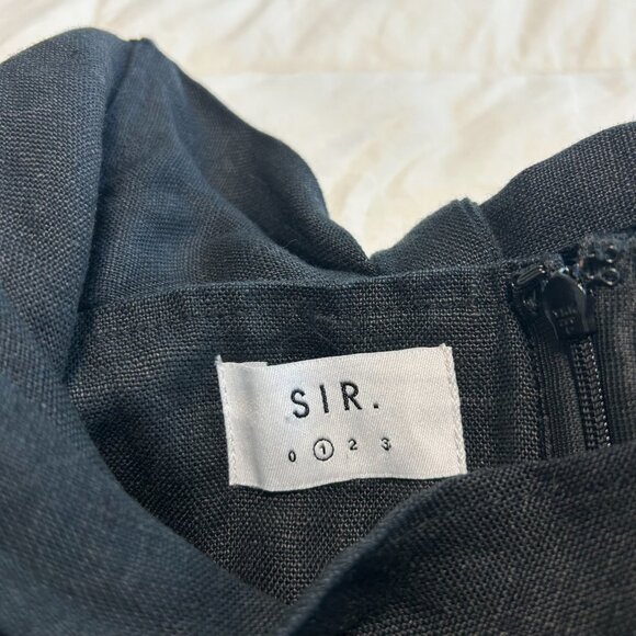 SIR the Label Patti 100% Linen Mini Dress Black Sleeveless Deep V Size Small - Picture 7 of 8